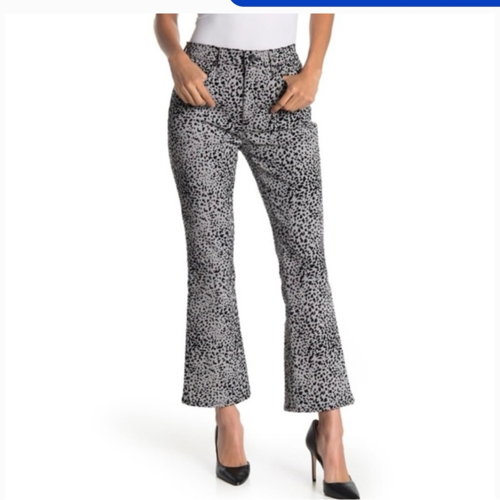 rag & bone Hana High Rise Slim Fit Cropped Boot Gray Cheetah Jeans